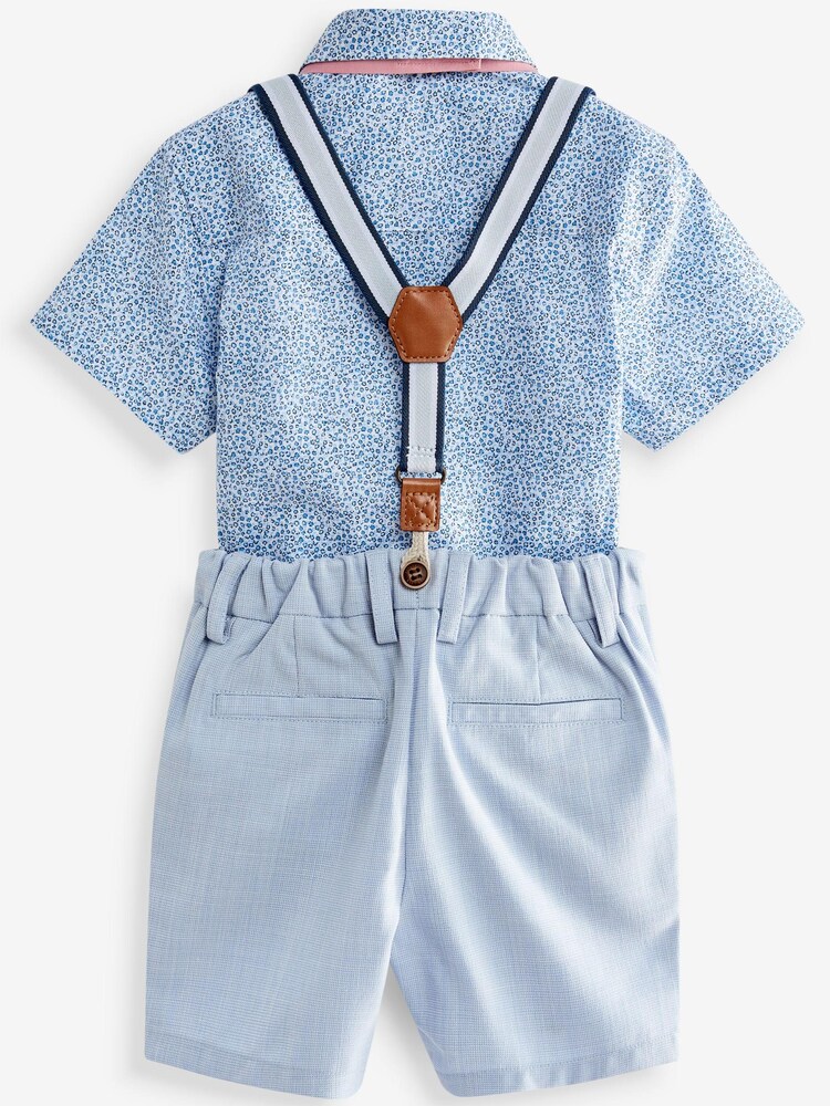 Blue Floral Shirt Short Braces and Bow Tie Set (3mths-9yrs) - Image 2 of 2