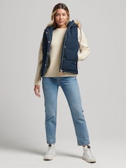 Superdry Blue Vintage Everest Faux Fur Gilet - Image 2 of 3