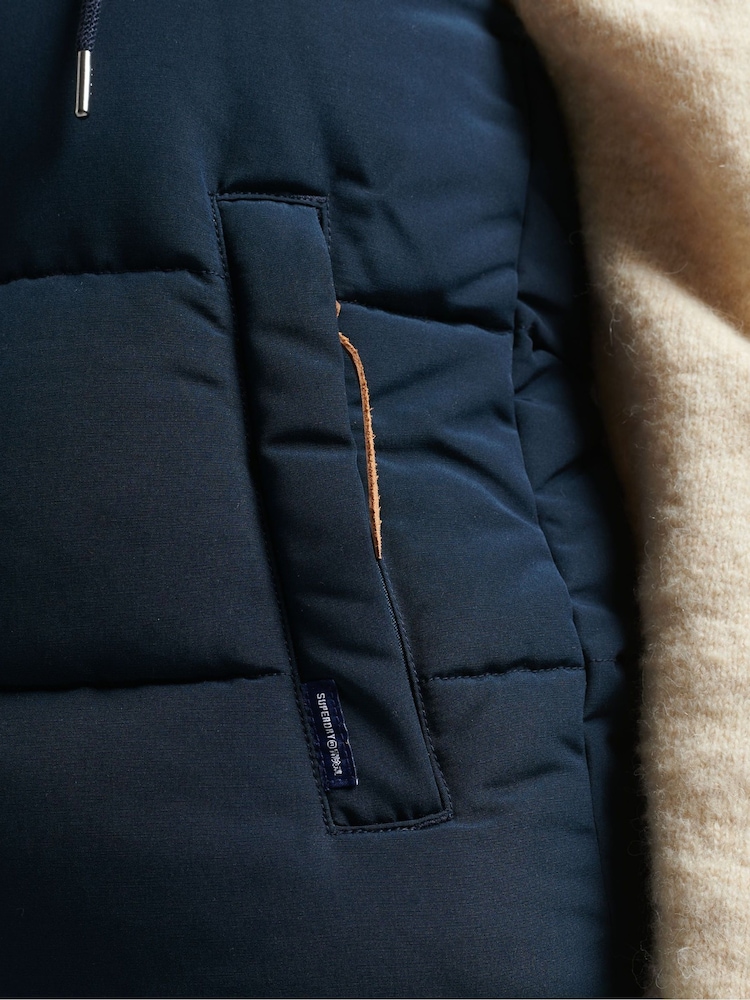 Superdry Blue Vintage Everest Faux Fur Gilet - Image 3 of 3