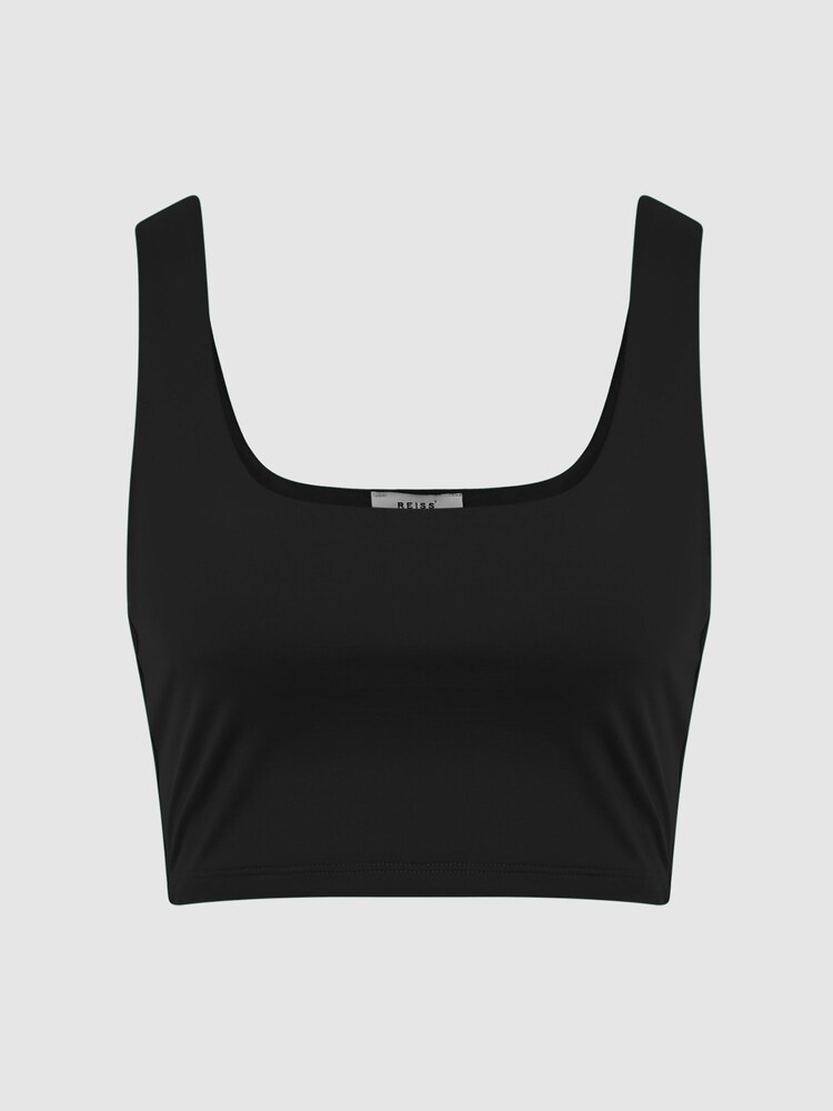 Reiss Black Fae Square Neck Crop Top - Image 2 of 7
