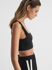 Reiss Black Fae Square Neck Crop Top - Image 4 of 7