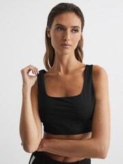 Reiss Black Fae Square Neck Crop Top - Image 6 of 7
