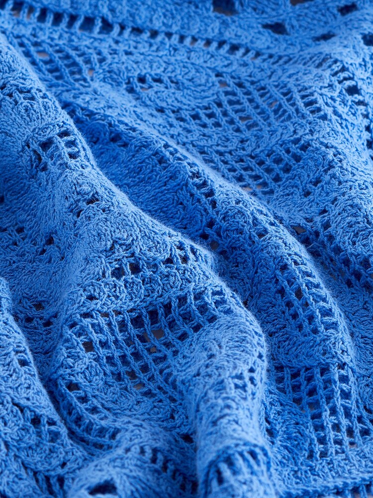 Bright Blue 100% Cotton Short Sleeve Crochet Crew Neck T-Shirt - Image 6 of 6 Bright Blue 100% Cotton Short Sleeve Crochet Crew Neck T-Shirt - Image 6 of 6