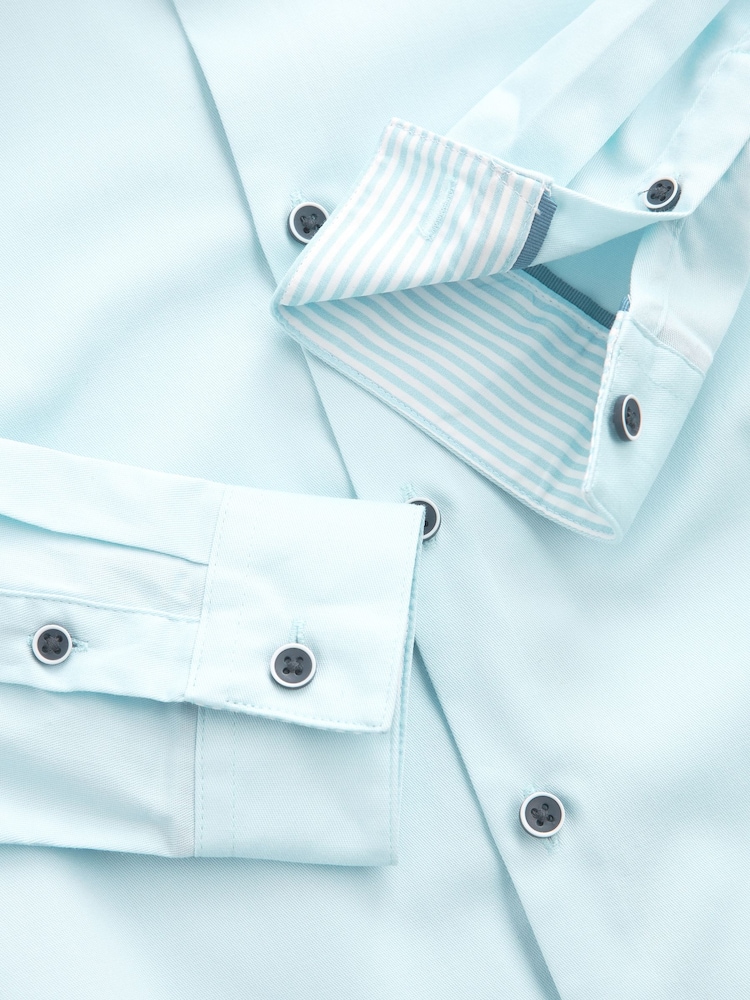Blue Long Sleeve Smart Trimmed Shirt (3-16yrs) - Image 3 of 3