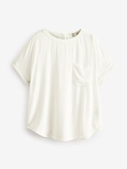 Crème écru - T-shirt Manche courte à ourlet incurvé - Image 1 of 4