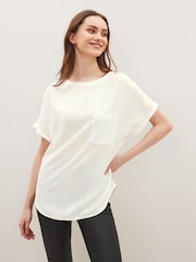 Crème écru - T-shirt Manche courte à ourlet incurvé - Image 2 of 4