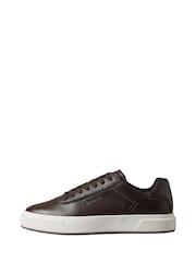Calvin Klein Brown Leather Signature Trainers - Image 2 of 6