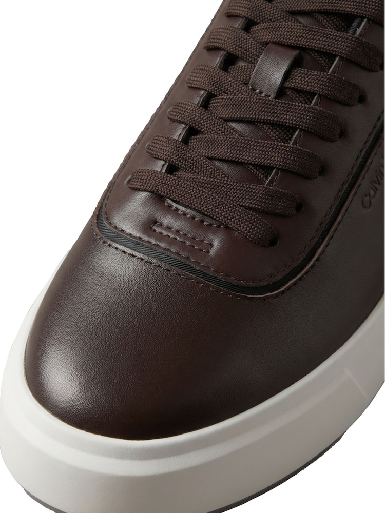 Calvin Klein Brown Leather Signature Trainers - Image 6 of 6 Calvin Klein Brown Leather Signature Trainers - Image 6 of 6