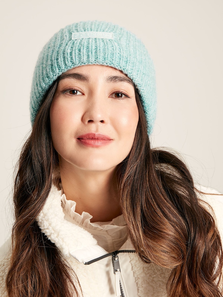 Joules Eloise Blue Oversized Knitted Beanie Hat - Image 1 of 6