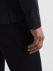Reiss Charcoal Melange Holt Single Breasted Knitted Blazer - Image 7 of 7