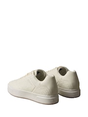 Calvin Klein Cream Embossed Emblem Logo Trainers - Image 4 of 6