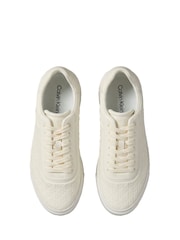 Calvin Klein Cream Embossed Emblem Logo Trainers - Image 5 of 6