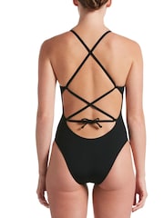 Nike Black Hydrastrong Lace Up Tie Back Performance Swimsuit - Image 2 of 4