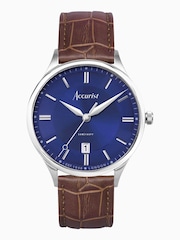 Accurist Classic Mens Brown Leather Strap Analogue Watch - Image 1 of 6