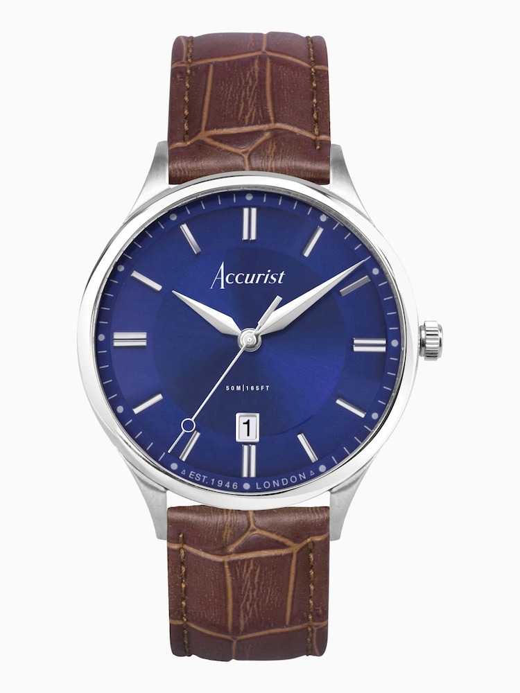 Accurist Classic Mens Brown Leather Strap Analogue Watch - Image 1 of 6