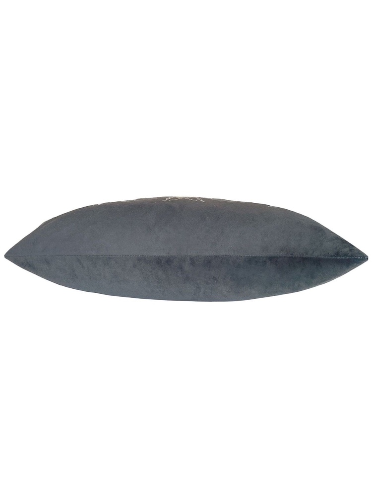 Evans Lichfield 2 Pack Grey Gold Bee Velvet Filled Cushions - Image 3 of 4