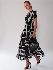 Religion Black White Delight Wrap Dress With Full Skirt - Image 1 of 6