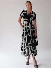 Religion Black White Delight Wrap Dress With Full Skirt - Image 2 of 6