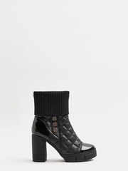 Czarny - River Island Black Ribbed Cuff Boots - Image 1 of 5