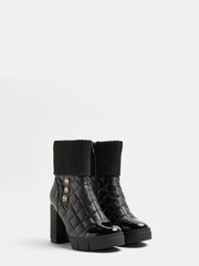 Czarny - River Island Black Ribbed Cuff Boots - Image 2 of 5