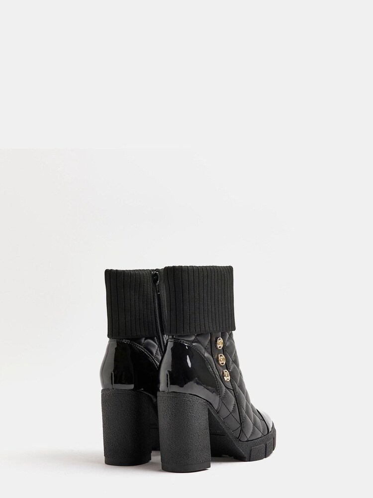Czarny - River Island Black Ribbed Cuff Boots - Image 3 of 5