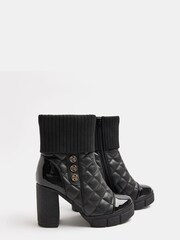 Czarny - River Island Black Ribbed Cuff Boots - Image 4 of 5
