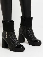 Czarny - River Island Black Ribbed Cuff Boots - Image 5 of 5