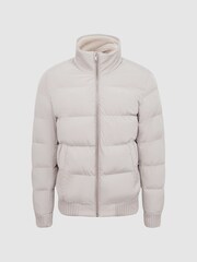 Reiss Stone Frost Faux Fur Trim Puffer Jacket - Image 2 of 6
