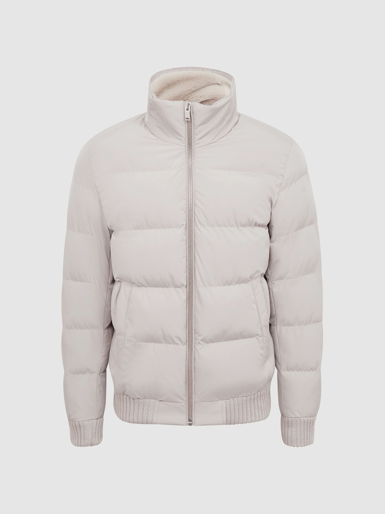 Reiss Stone Frost Faux Fur Trim Puffer Jacket - Image 2 of 6
