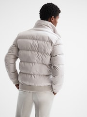 Reiss Stone Frost Faux Fur Trim Puffer Jacket - Image 5 of 6