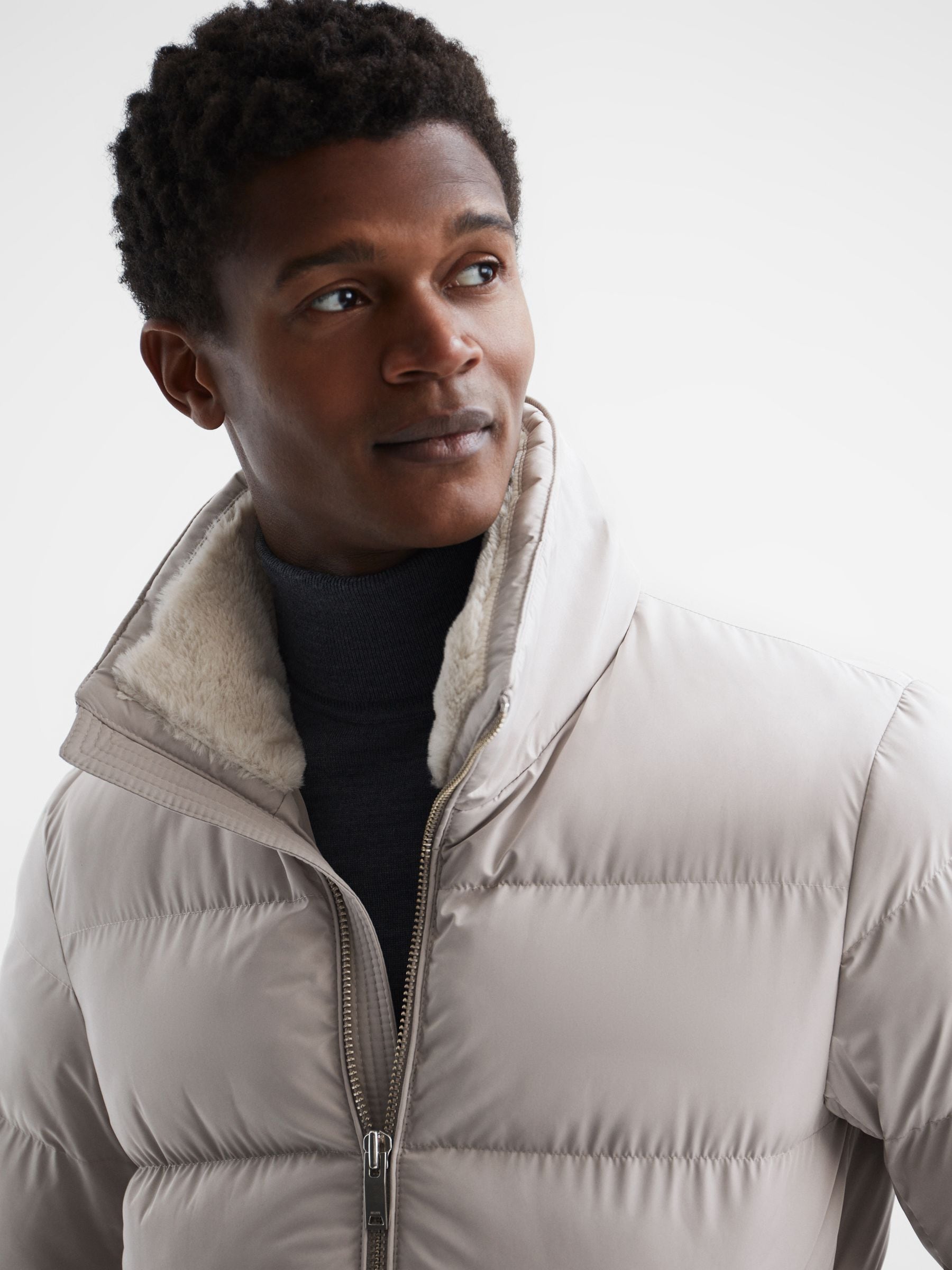 Buy Reiss Stone Frost Faux Fur Trim Puffer Jacket from Next Luxembourg