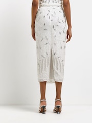 River Island White Sequin Midi Pencil Skirt - Image 2 of 4