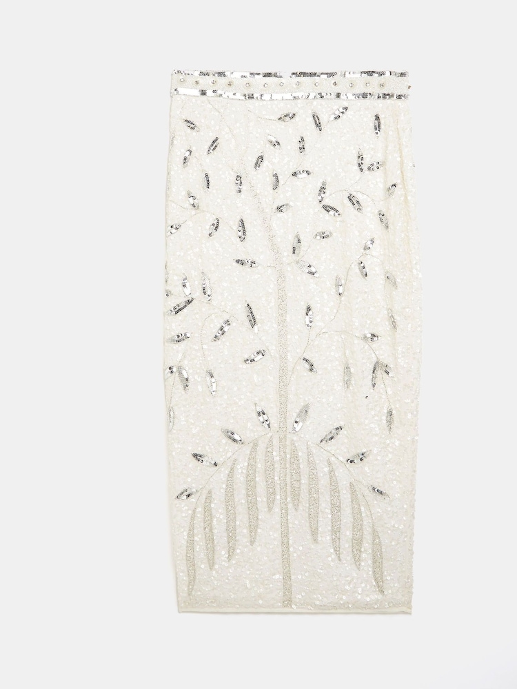 River Island White Sequin Midi Pencil Skirt - Image 4 of 4