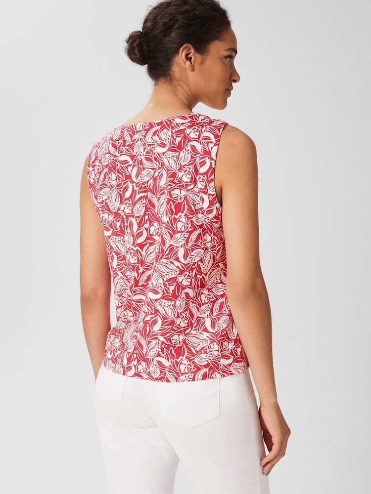 Hobbs Red Maddy Printed 100% Cotton Vest - Image 2 of 4