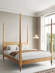 Get Laid Beds Honey Moroccan Four Poster Turned Leg Solid Wood Bed - Image 1 of 2