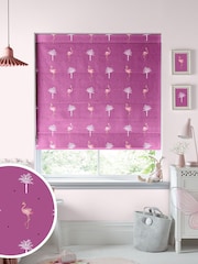 Sara Miller Pink Kids Flamingo Made To Measure Roman 100% Cotton Blind - Image 1 of 6