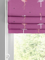Sara Miller Pink Kids Flamingo Made To Measure Roman 100% Cotton Blind - Image 2 of 6