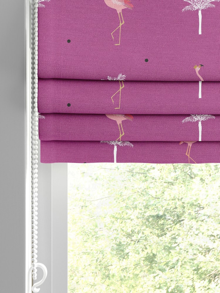 Sara Miller Pink Kids Flamingo Made To Measure Roman 100% Cotton Blind - Image 2 of 6
