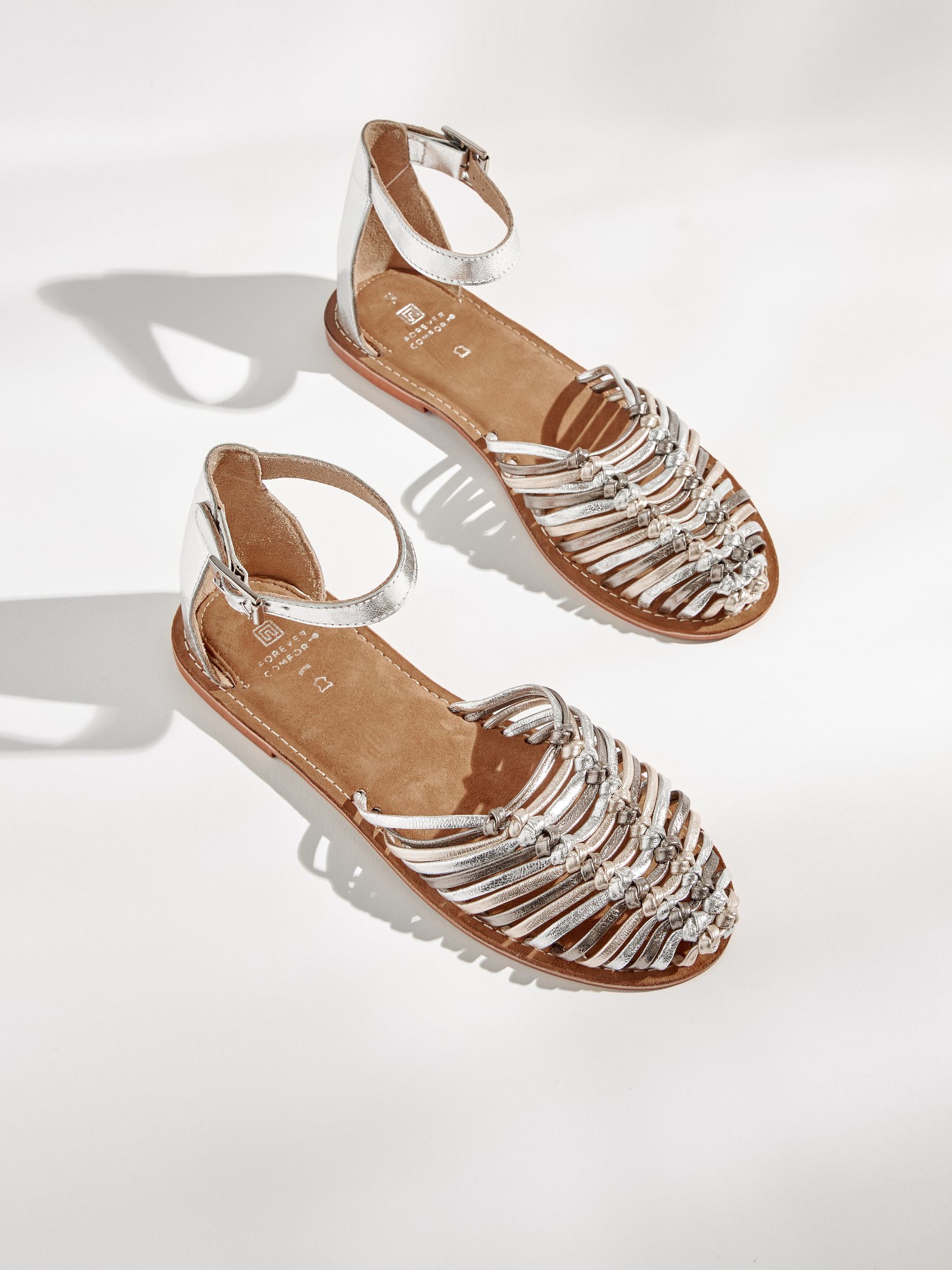 Buy Silver Ankle Strap Huarache Sandals from Next Luxembourg