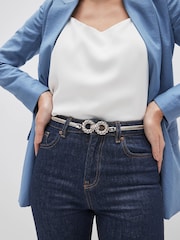 Silver Skinny Stretch Chain Belt - Image 1 of 3