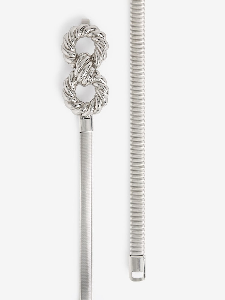 Silver Skinny Stretch Chain Belt - Image 4 of 4 Silver Skinny Stretch Chain Belt - Image 4 of 4