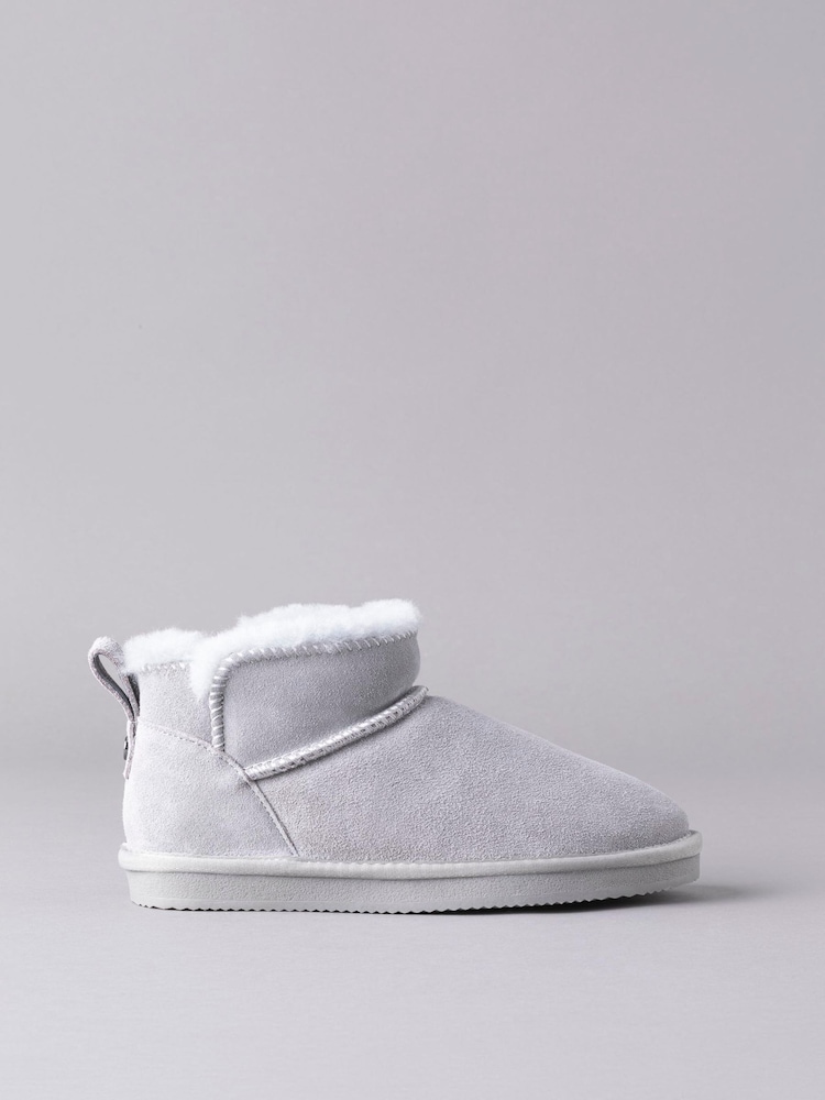 Lakeland Leather Grey Ladies Sheepskin Mini Boot Slippers - Image 1 of 5