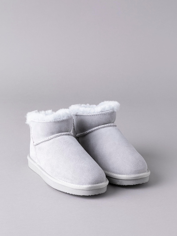 Lakeland Leather Grey Ladies Sheepskin Mini Boot Slippers - Image 2 of 5