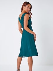 Roman Green Petite Embellished Waist Mesh Stretch Dress - Image 2 of 5