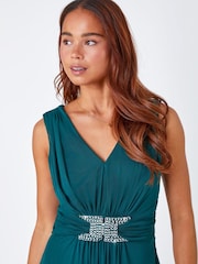 Roman Green Petite Embellished Waist Mesh Stretch Dress - Image 4 of 5