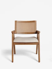 Contemporary Tweed Linen Bronx Wood Effect Abel Arm Dining Chair - Image 3 of 9
