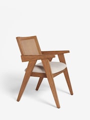 Contemporary Tweed Linen Bronx Wood Effect Abel Arm Dining Chair - Image 4 of 9