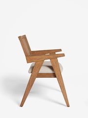 Contemporary Tweed Linen Bronx Wood Effect Abel Arm Dining Chair - Image 5 of 9