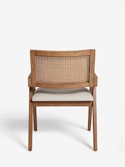 Contemporary Tweed Linen Bronx Wood Effect Abel Arm Dining Chair - Image 6 of 9