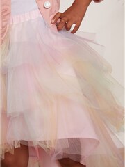 Chi Chi London Multi Younger Girls Rainbow Tiered Dip Hem Skirt - Image 3 of 4